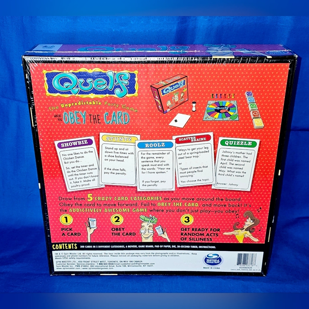 New QUELF The Unpredictable Party Board Game By Spin Master SEALED Complete NIB - Picture 2 of 4